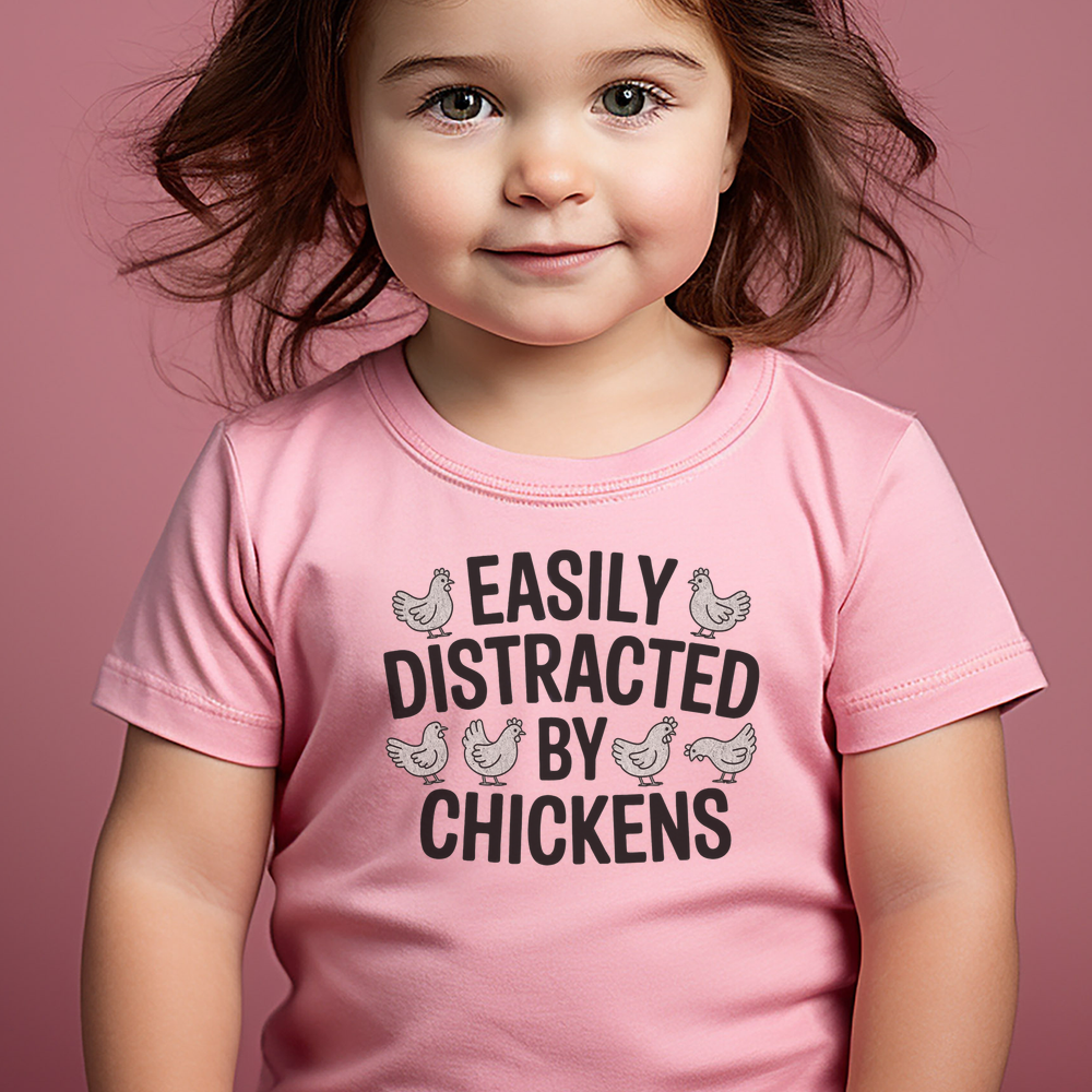 Easily Distracted By Chickens Toddler - Pink