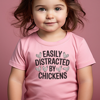 Easily Distracted By Chickens Toddler - Pink