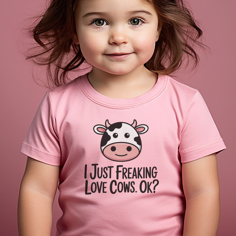 I Just Freaking Love Cows Toddler Dark - Pink