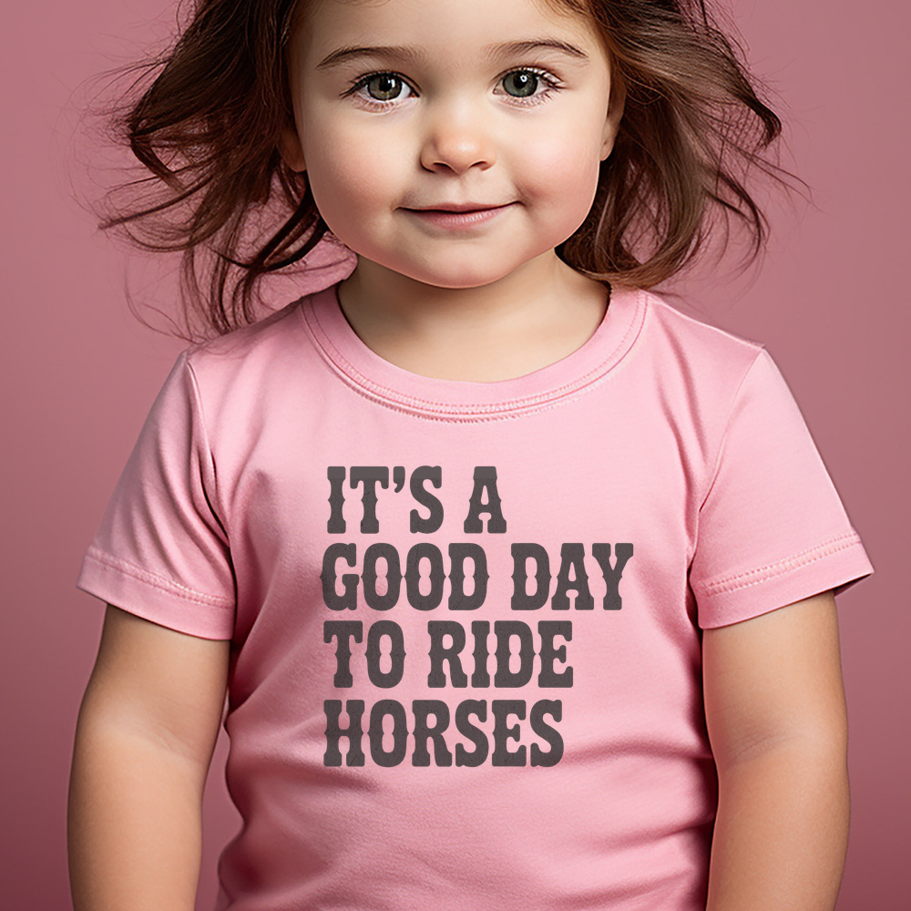 Good Day To Ride Horses Toddler Tee - Pink