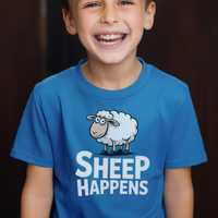 Funny Sheep Happens Child T Shirt - Royal