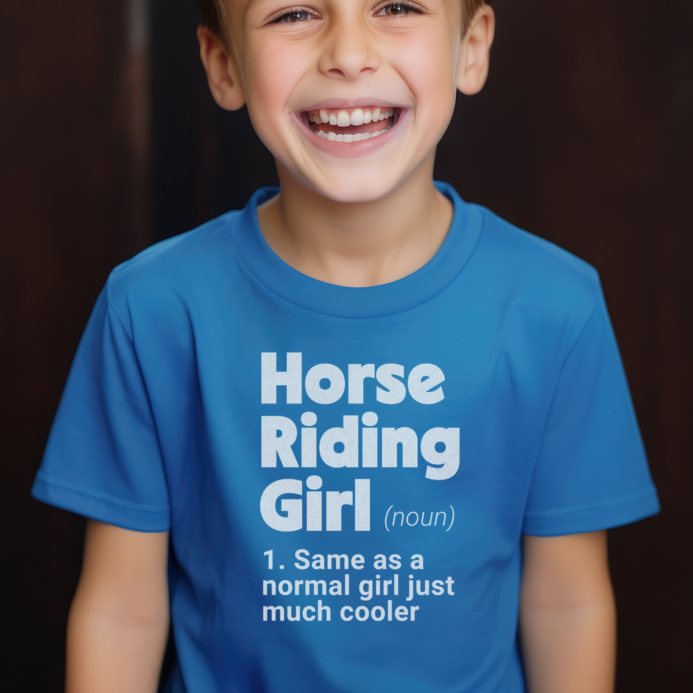 Horse Riding Girl Child Tee - Royal