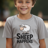 Funny Sheep Happens Child T Shirt - Sport Grey
