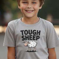 Funny Tough Sheep Child T Shirt - Sport Grey