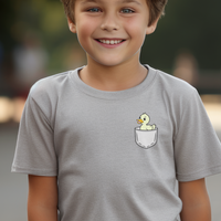 Duck In Pocket Child T Shirt - Sport Grey