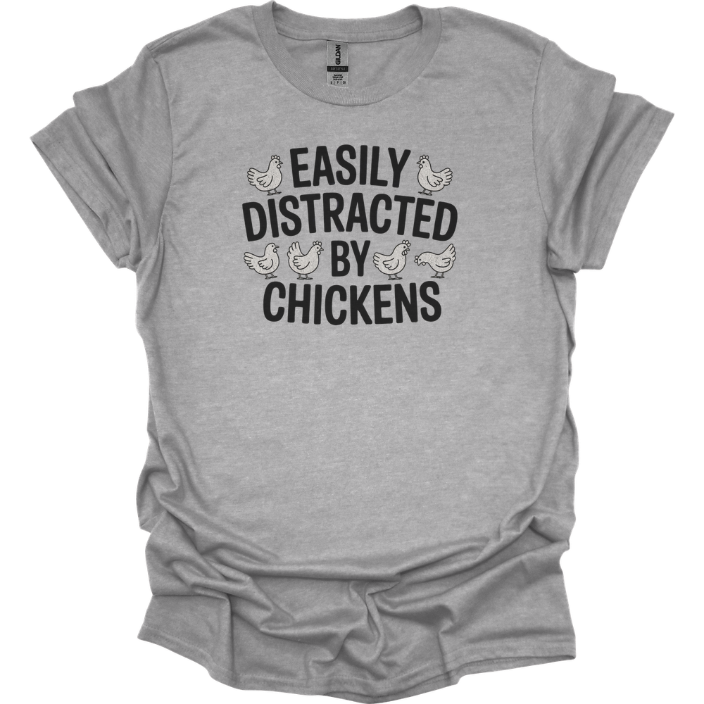 Easily Distracted By Chickens - Sport Grey
