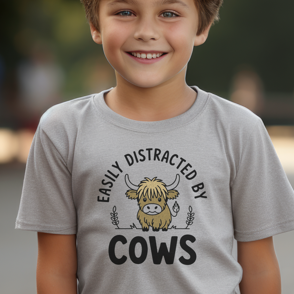 Easily Distracted By Cows Child - Sport Grey
