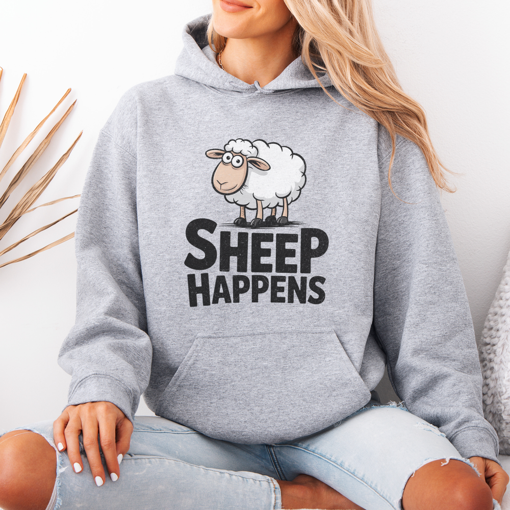 Funny Sheep Happens (Adult Hoodie) - Sport Grey