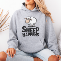 Funny Sheep Happens (Adult Hoodie) - Sport Grey