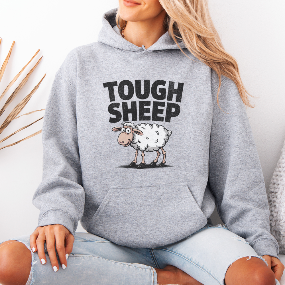 Funny Tough Sheep (Adult Hoodie) - Sport Grey