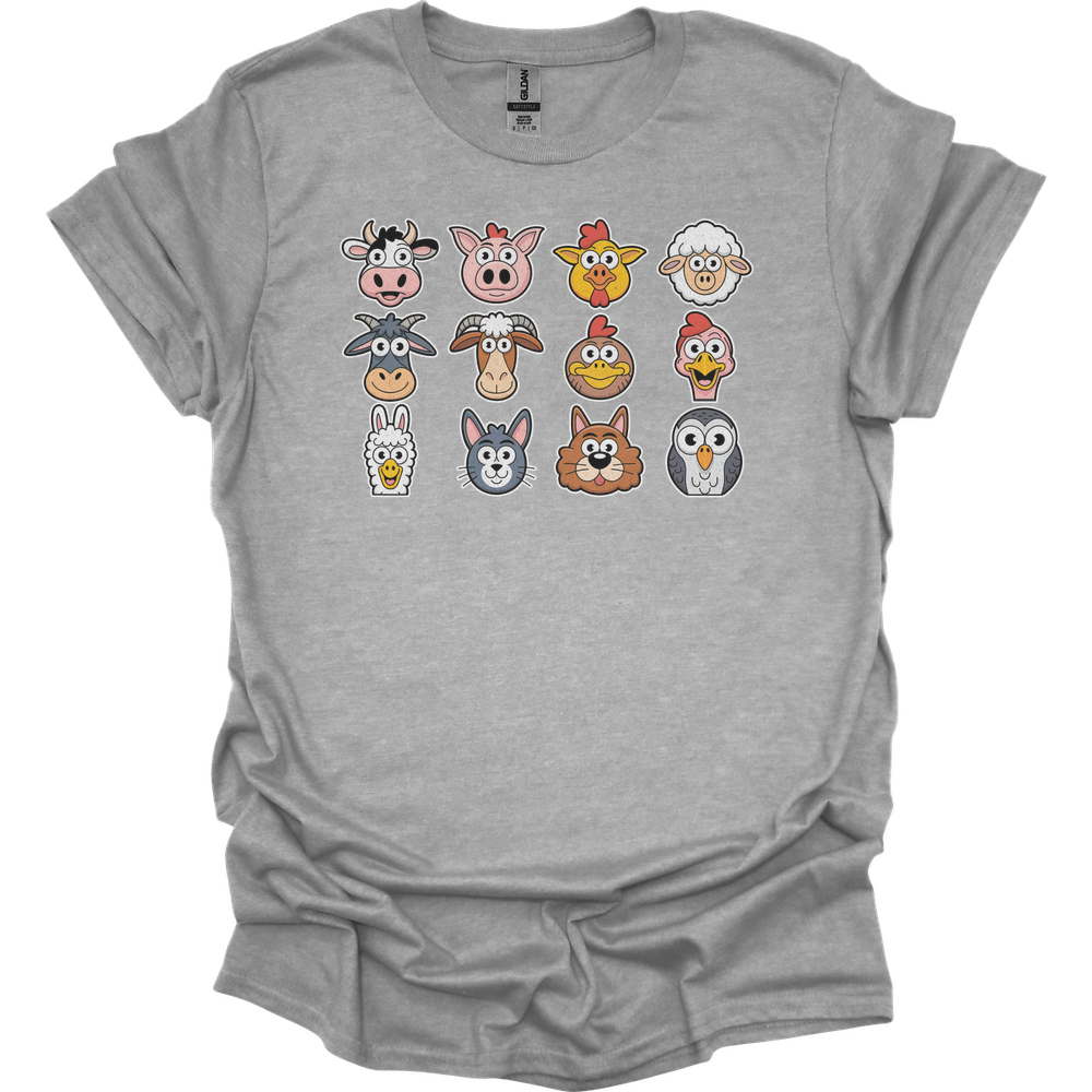 Barnyard Animals Adult Unisex Tee - Sport Grey