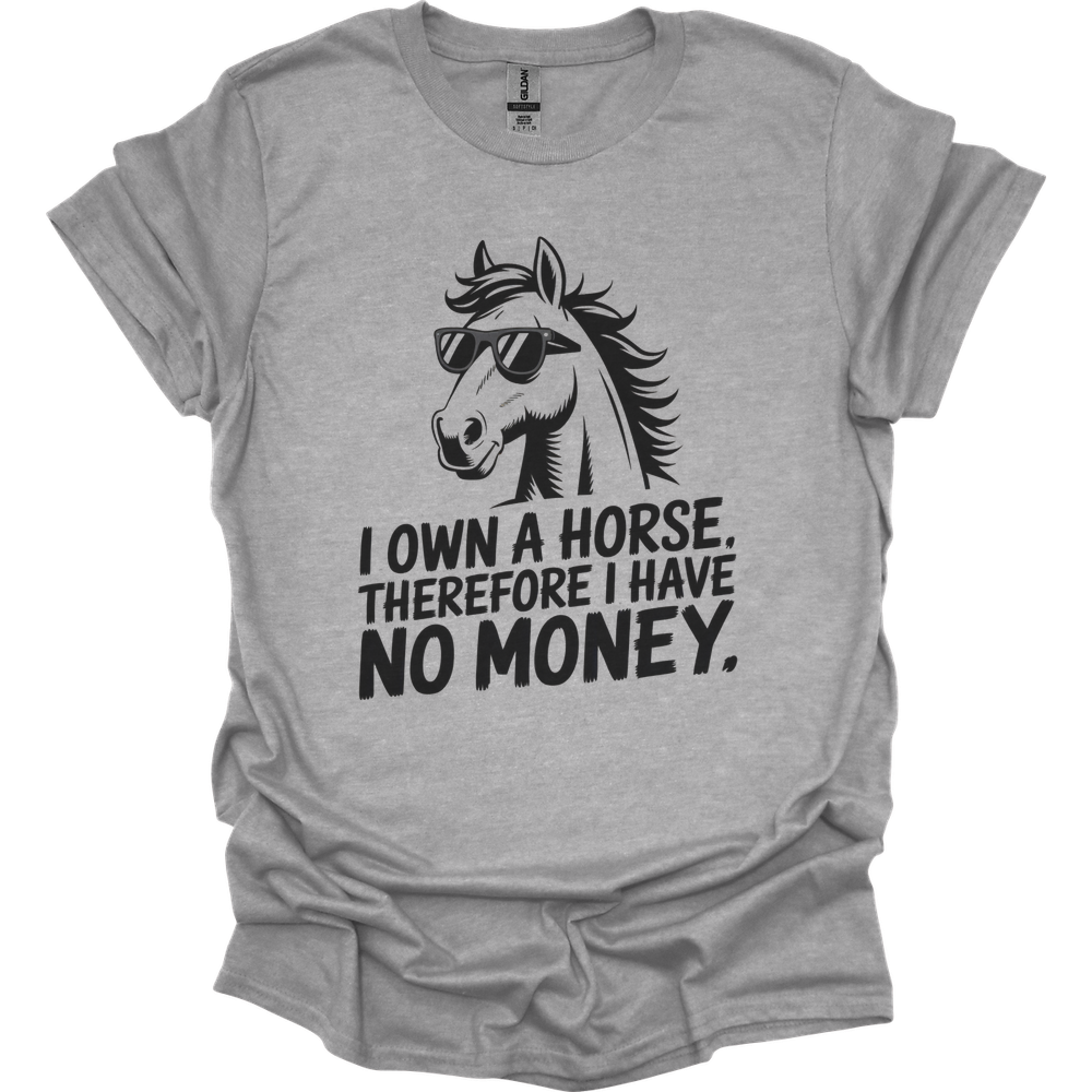 I Own A Horse Therfore I Have No Money Adult Unisex Tee - Sport Grey