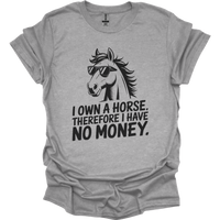 I Own A Horse Therfore I Have No Money Adult Unisex Tee - Sport Grey