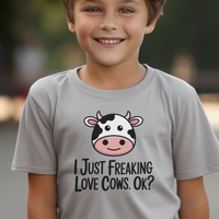 I Just Freaking Love Cows Child Dark - Sport Grey