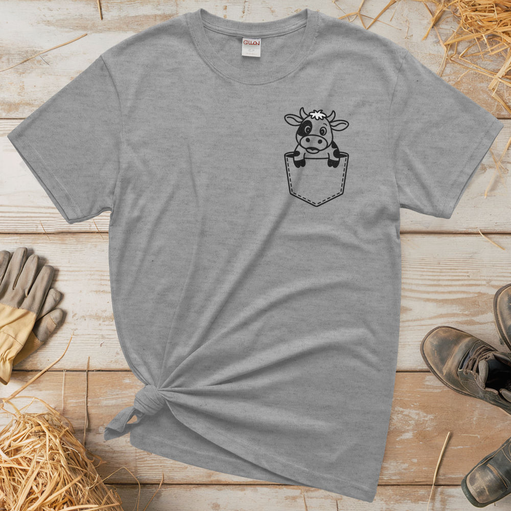 Cow In Pocket (Adult Unisex Tee) - Sport Grey