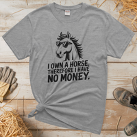 I Own A Horse Therfore I Have No Money (Adult Unisex Tee) - Sport Grey