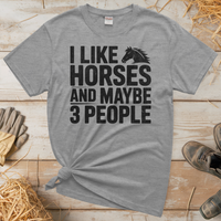 I Like Horses And Maybe 3 People (Adult Unisex Tee) - Sport Grey