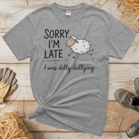 Dilly Dallying Sheep (Adult Unisex Tee) - Sport Grey