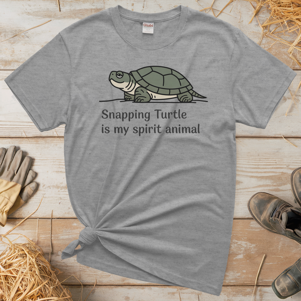 Snapping Turtle Is My Spirit Animal (Adult Unisex Tee) - Sport Grey