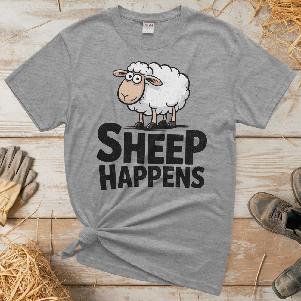 Sheep Happens (Adult Unisex Tee) - Sport Grey