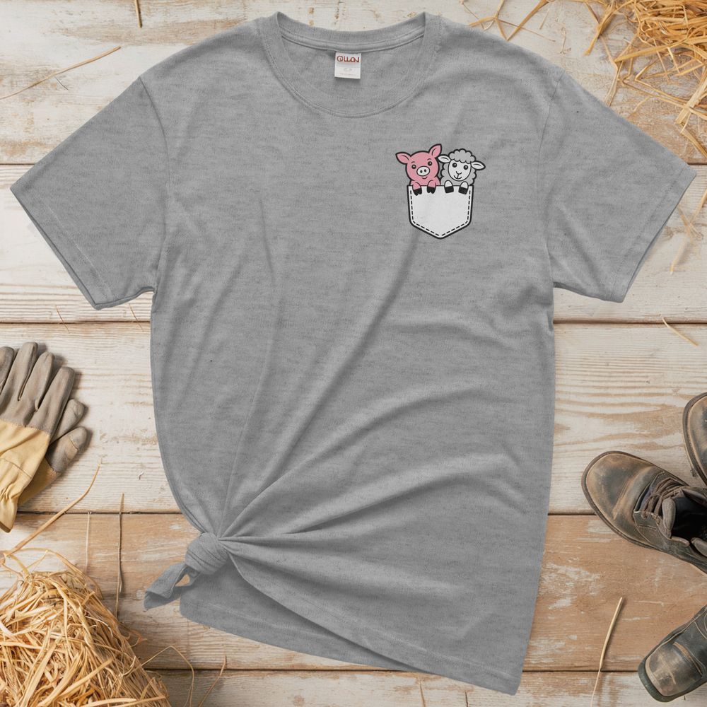 Sheep And Pig In Pocket (Adult Unisex Tee) - Sport Grey