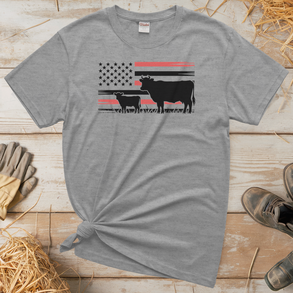 USA Cow Farm (Adult Unisex Tee) - Sport Grey