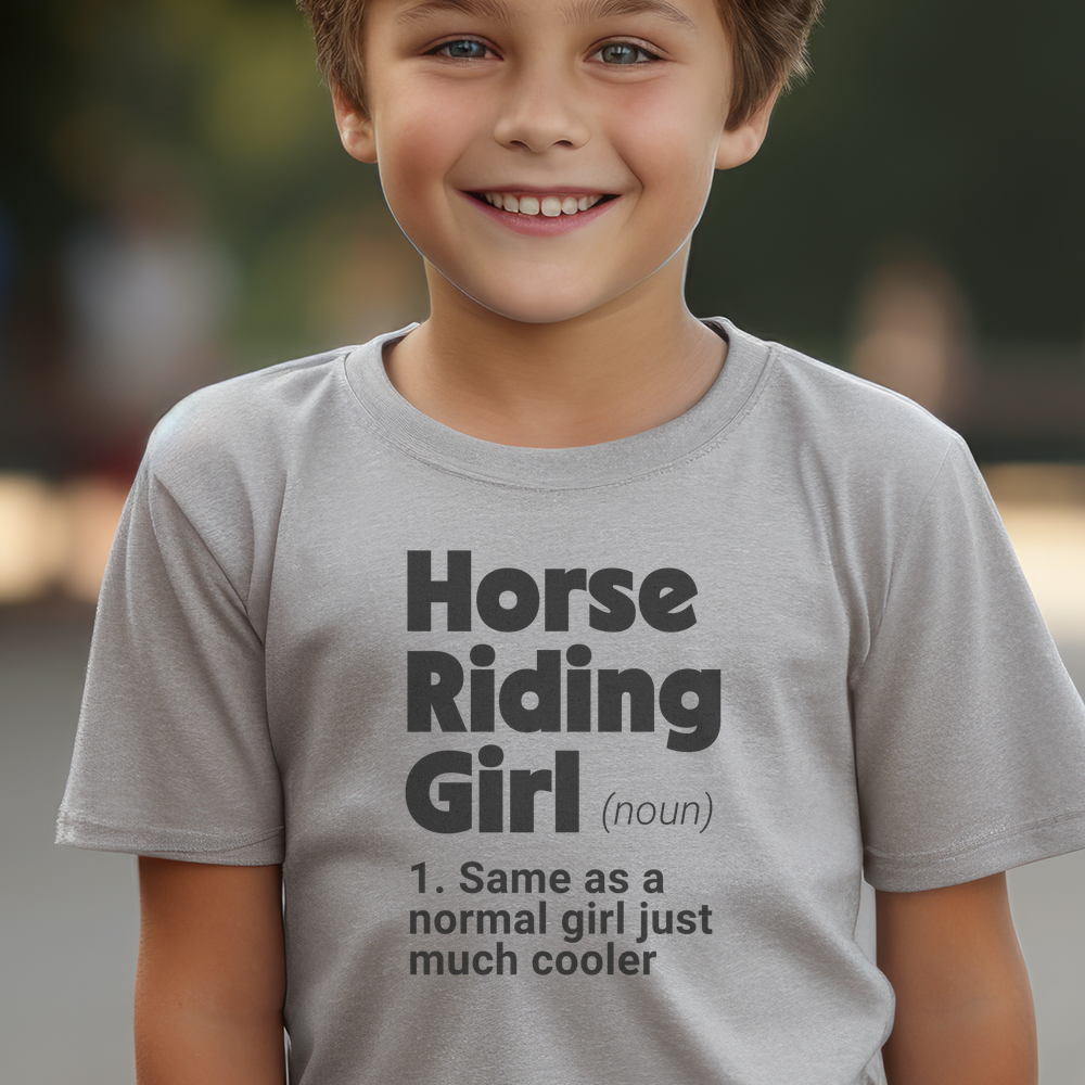 Horse Riding Girl Child Tee - Sport Grey