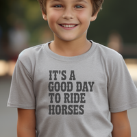 Good Day To Ride Horses Child Tee - Sport Grey