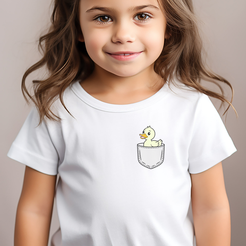 Duck In Pocket Toddler T Shirt - White