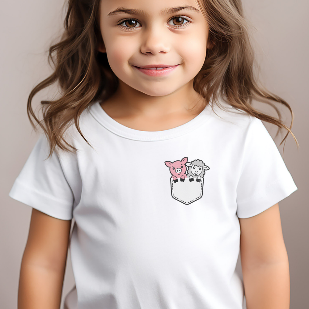 Sheep And Pig In Pocket Toddler T Shirt - White