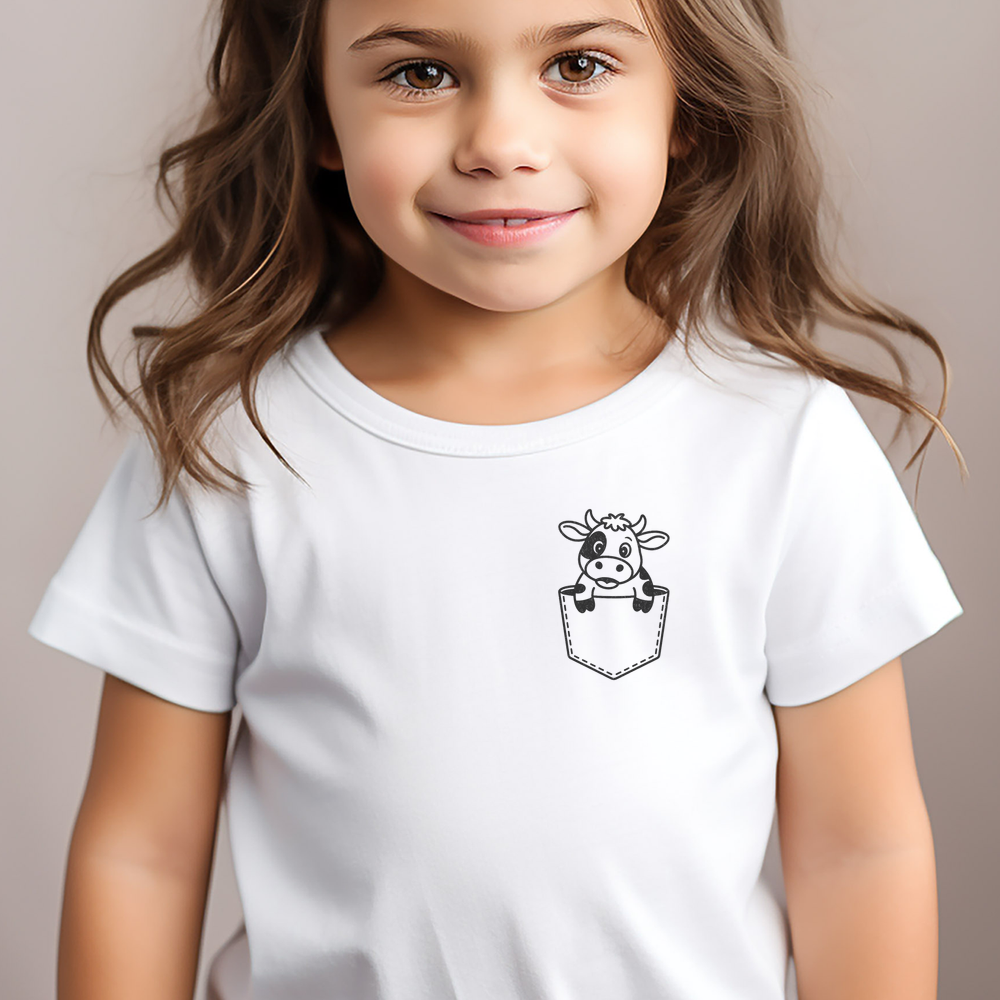 Cow In Pocket Toddler T Shirt - White