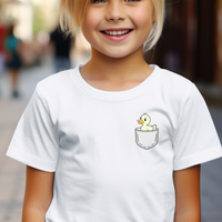 Duck In Pocket Child T Shirt - White