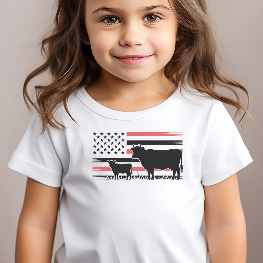 Usa Cow Toddler - White