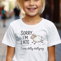 Sorry Im Late Sheep Child T Shirt - White