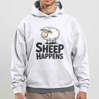 Funny Sheep Happens (Adult Hoodie) - White