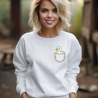 Duck In Pocket (Adult Sweatshirt) - White