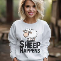 Funny Sheep Happens (Adult Sweatshirt) - White