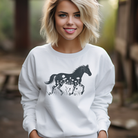 Flower Horse (Adult Sweatshirt) - White