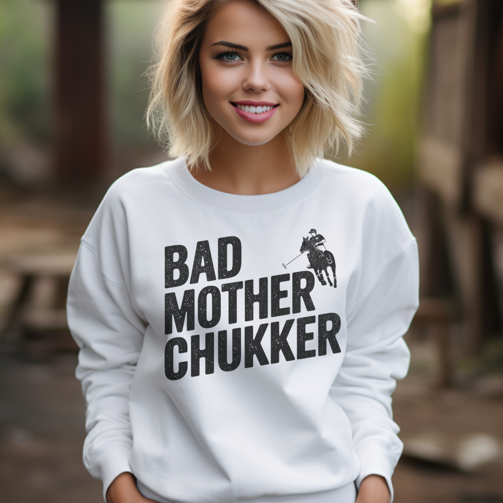 Bad Mother Chukker Polo (Adult Sweatshirt) - White