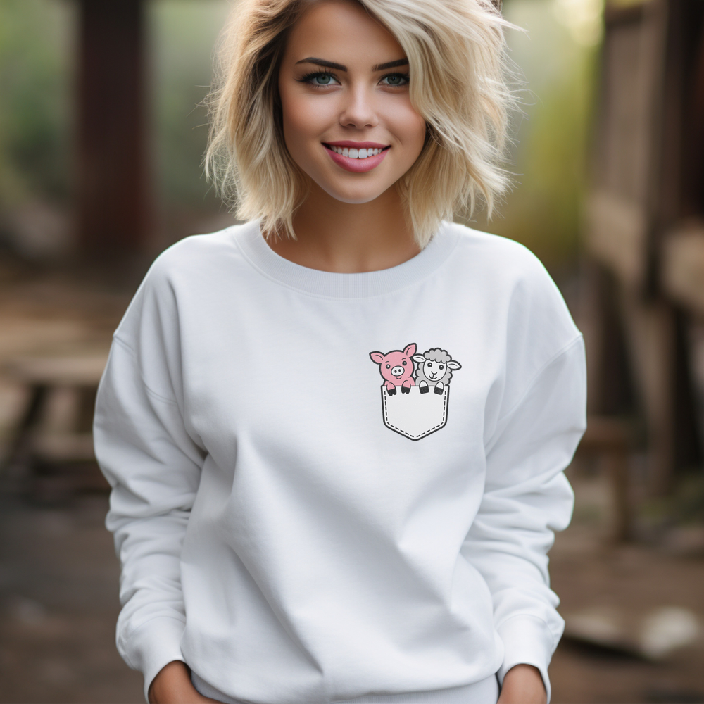 Sheep And Pig In Pocket - White