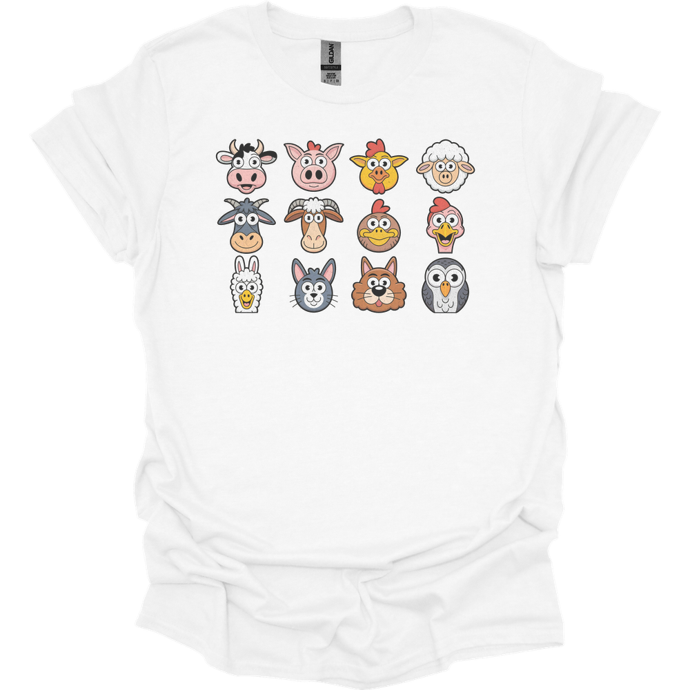 Barnyard Animals Adult Unisex Tee - White