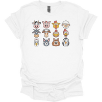Barnyard Animals Adult Unisex Tee - White