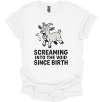 Screaming Into The Void Since Birth Adult Dark - White