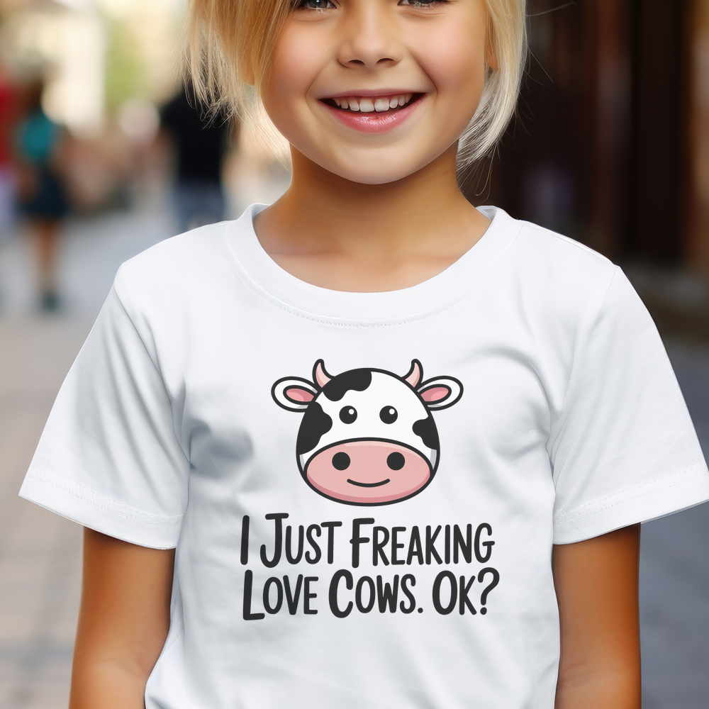 I Just Freaking Love Cows Child Dark - White