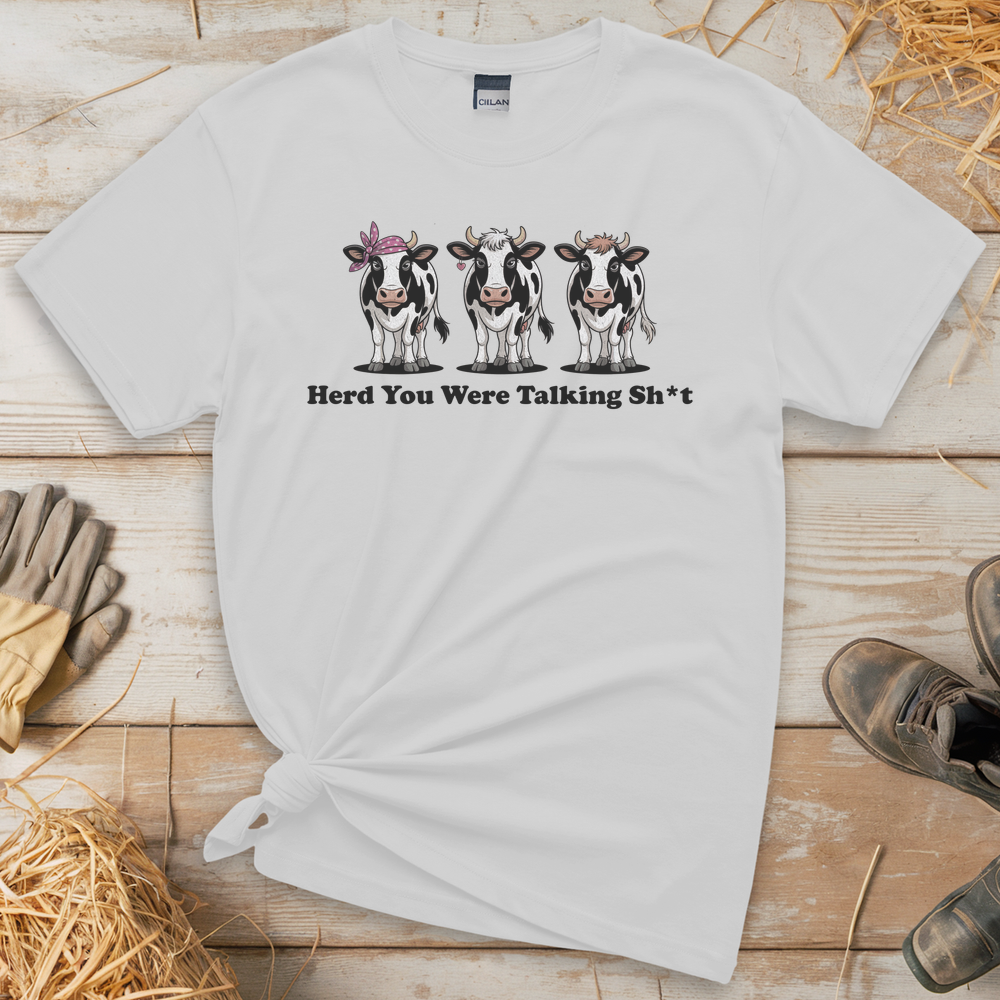 Herd You Were Talking Cows (Adult Unisex T-Shirt) - White