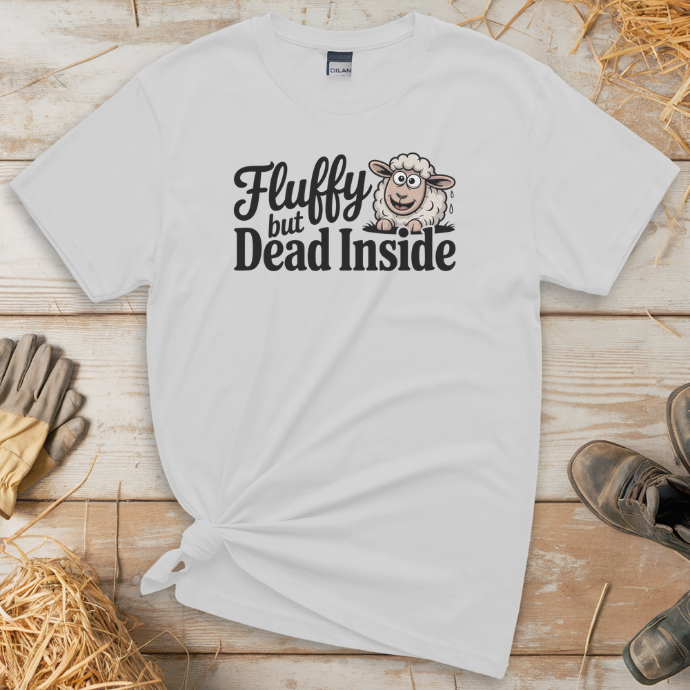 Fluffy But Dead Inside (Adult Unisex Tee) - White