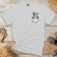 Cow In Pocket (Adult Unisex Tee) - White