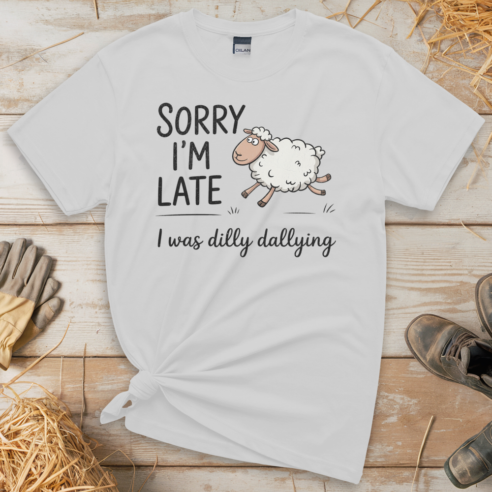 Dilly Dallying Sheep (Adult Unisex Tee) - White