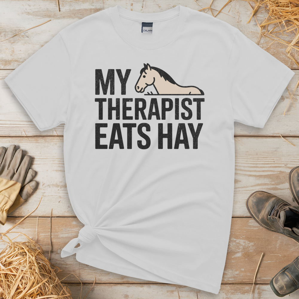 My Therapist Eats Hay (Adult Unisex Tee) - White