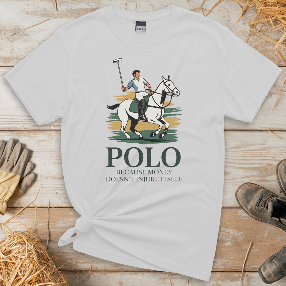 Polo Because Money Doesn't Injure Itself (Adult Unisex Tee) - White